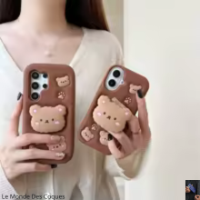 Coque Samsung Galaxy ours Rilakkuma 3D kawaii poignée support silicone