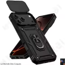 Coque avec béquille et protection caméra coulissante pour iPhone