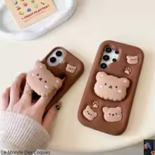 Coque Samsung Galaxy ours Rilakkuma 3D kawaii poignée support silicone