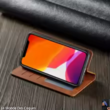 Étui à rabat magnétique en cuir pour iPhone