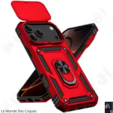 Coque avec béquille et protection caméra coulissante pour iPhone