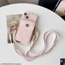 Étui portefeuille à sangle perlée avec bandoulière et porte-carte pour Samsung Galaxy S20 à S25 Ultra