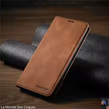 Étui à rabat magnétique en cuir pour iPhone