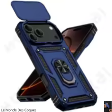 Coque avec béquille et protection caméra coulissante pour iPhone