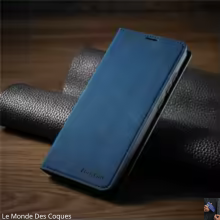 Étui à rabat magnétique en cuir pour iPhone