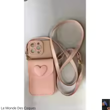 Coque avec bandoulière et cœur 3D pour iPhone