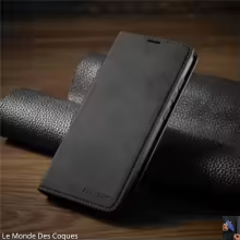 Étui à rabat magnétique en cuir pour iPhone