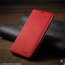 Étui à rabat magnétique en cuir pour iPhone