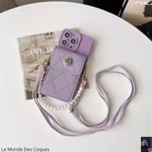 Étui portefeuille à sangle perlée avec bandoulière et porte-carte pour Samsung Galaxy S20 à S25 Ultra