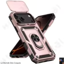 Coque avec béquille et protection caméra coulissante pour iPhone