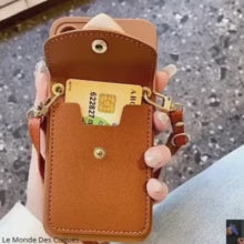 Coque avec bandoulière et cœur 3D pour iPhone